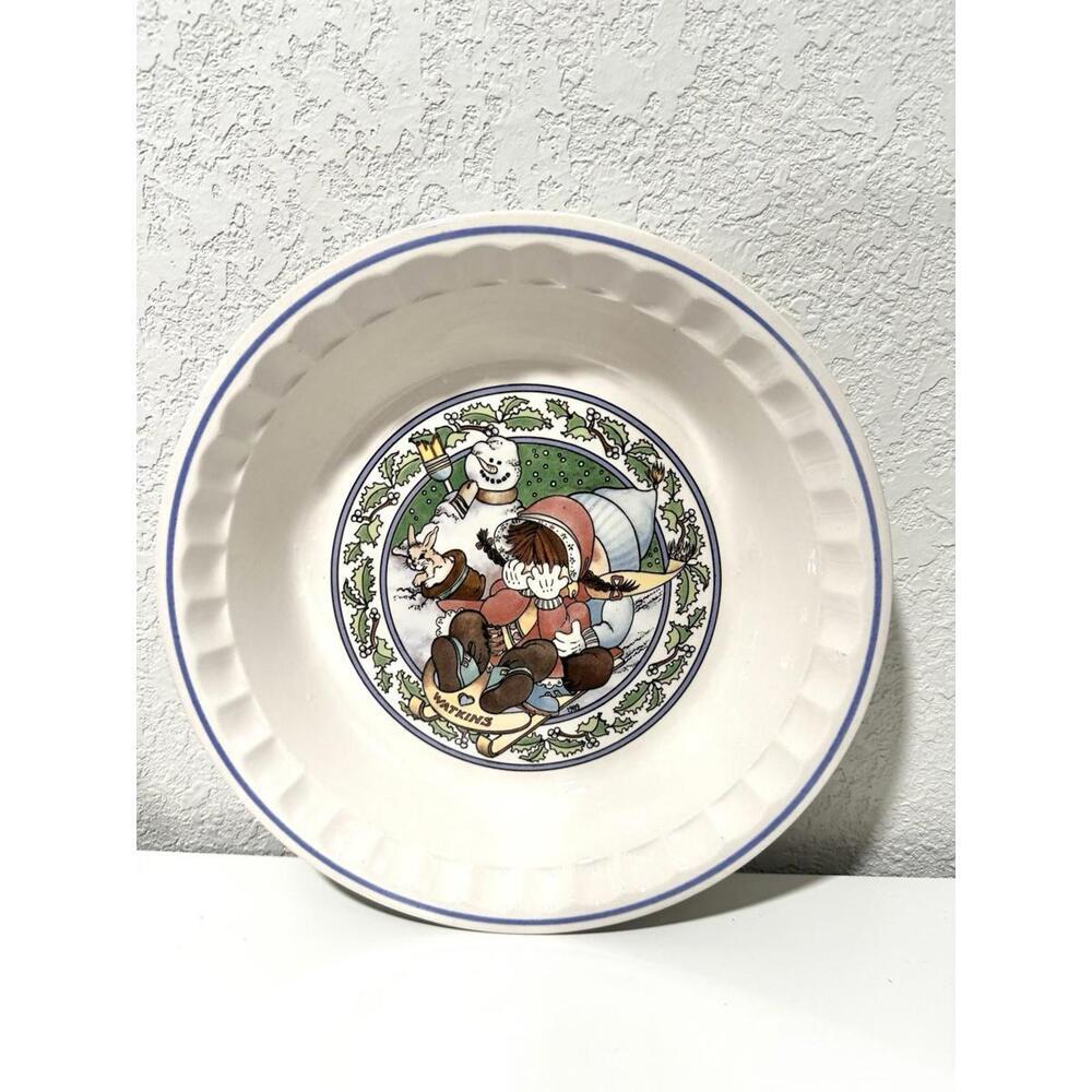 Watkins Country Kids Pie Baking Dish 1989 "Snow Magic” Pie Dish